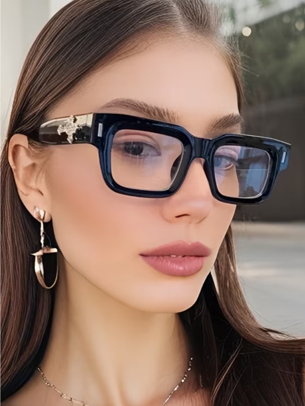 Affordable Fashion Finds Oversized Navy Rectangular Sunglasses